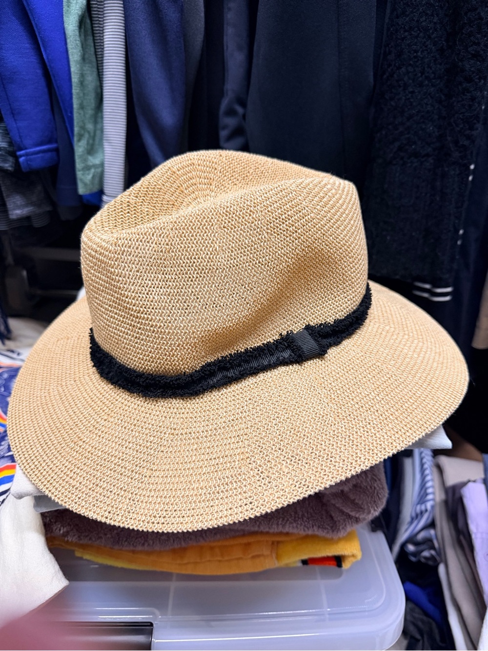Abercrombie & Fitch Natural Straw Sun Hat with Black Logo
